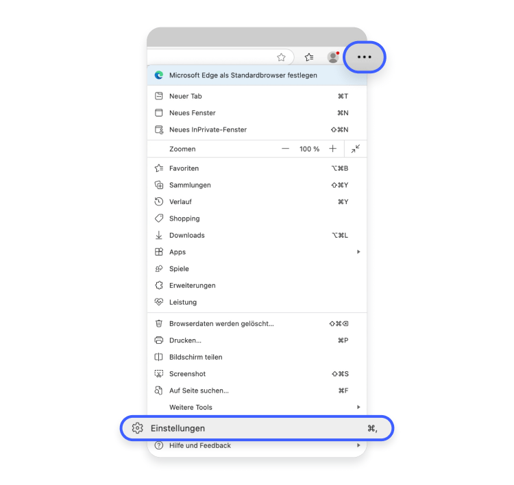 Proxyserveradresse finden Edge Schritt 1