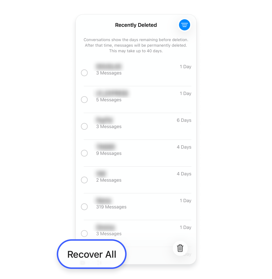  Recovering deleted messages from the “Recently deleted” folder Step 4
