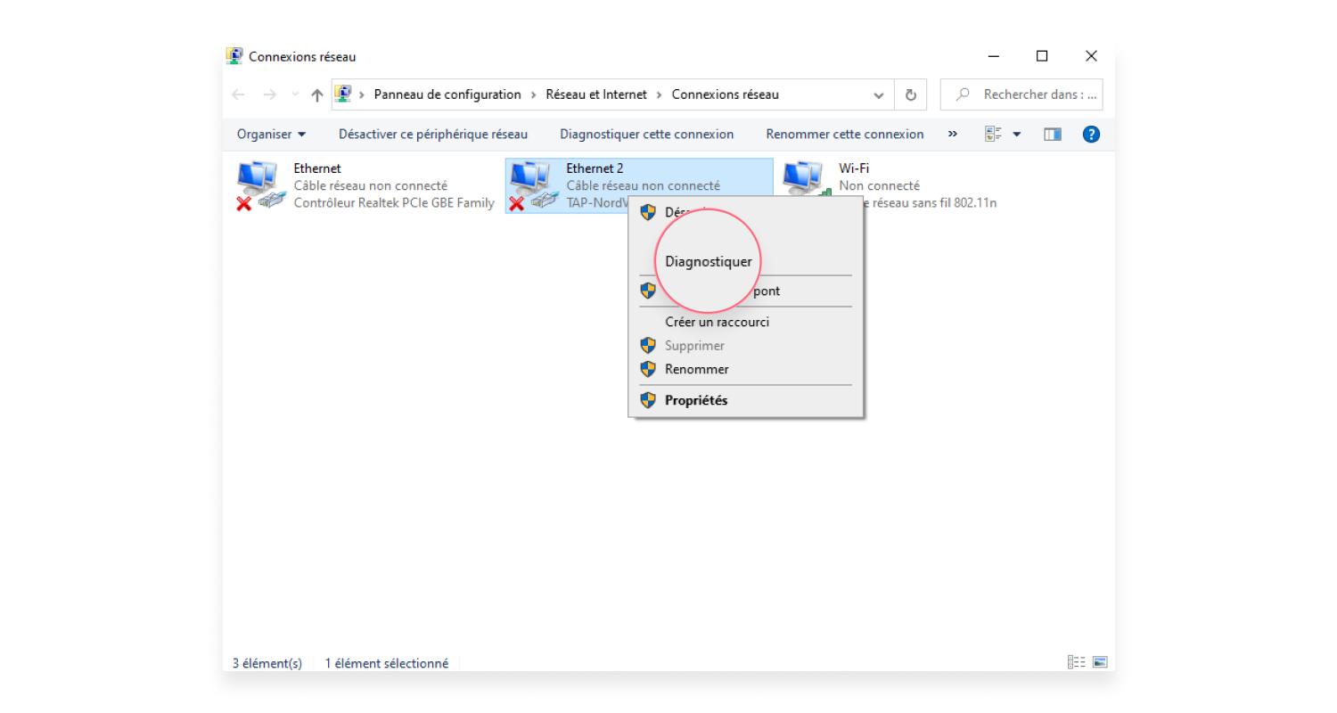 Cliquer sur Diagnostiquer