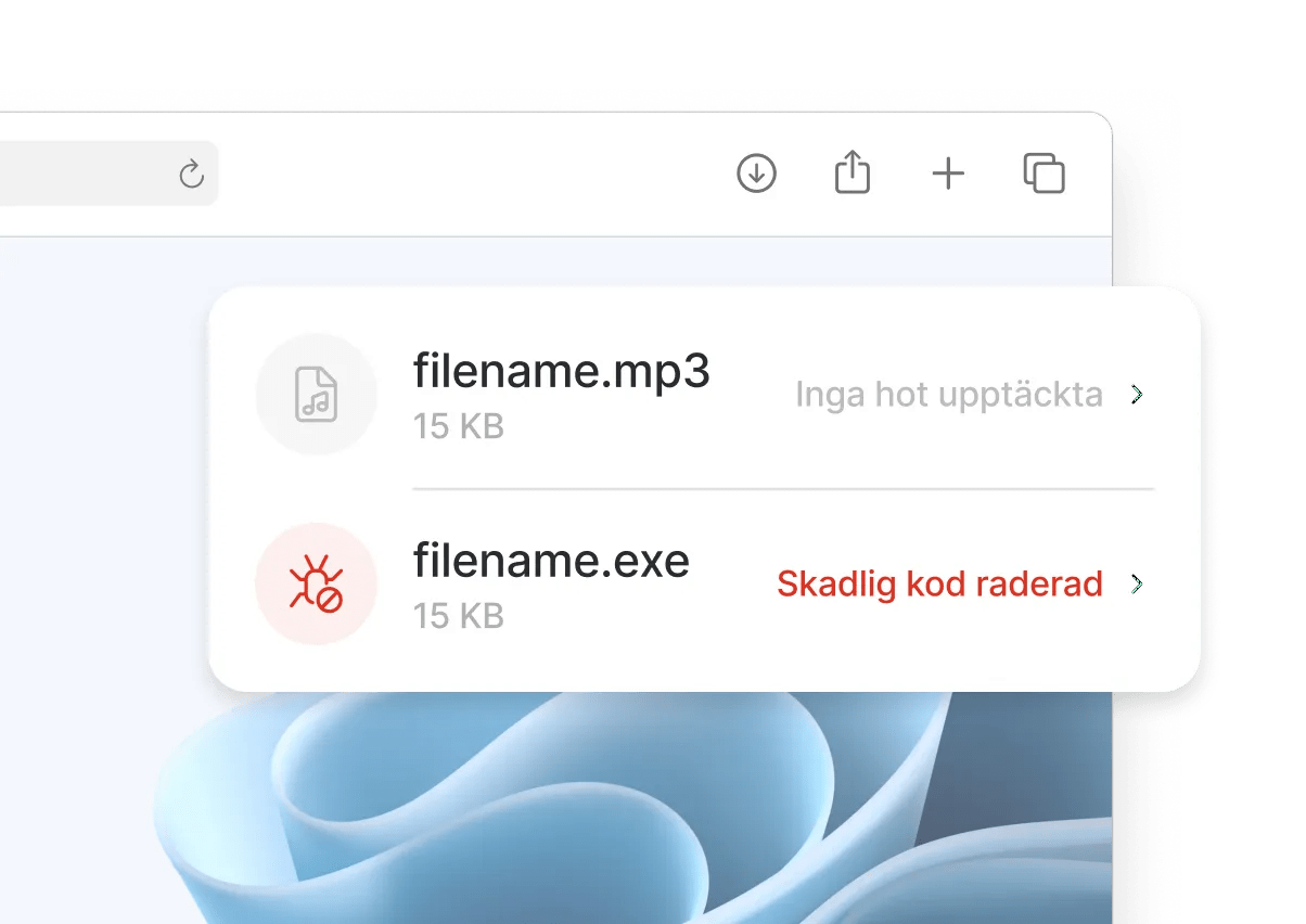 Threat Protection Pro™ skannar filerna du hämtar och tar bort de farliga.
