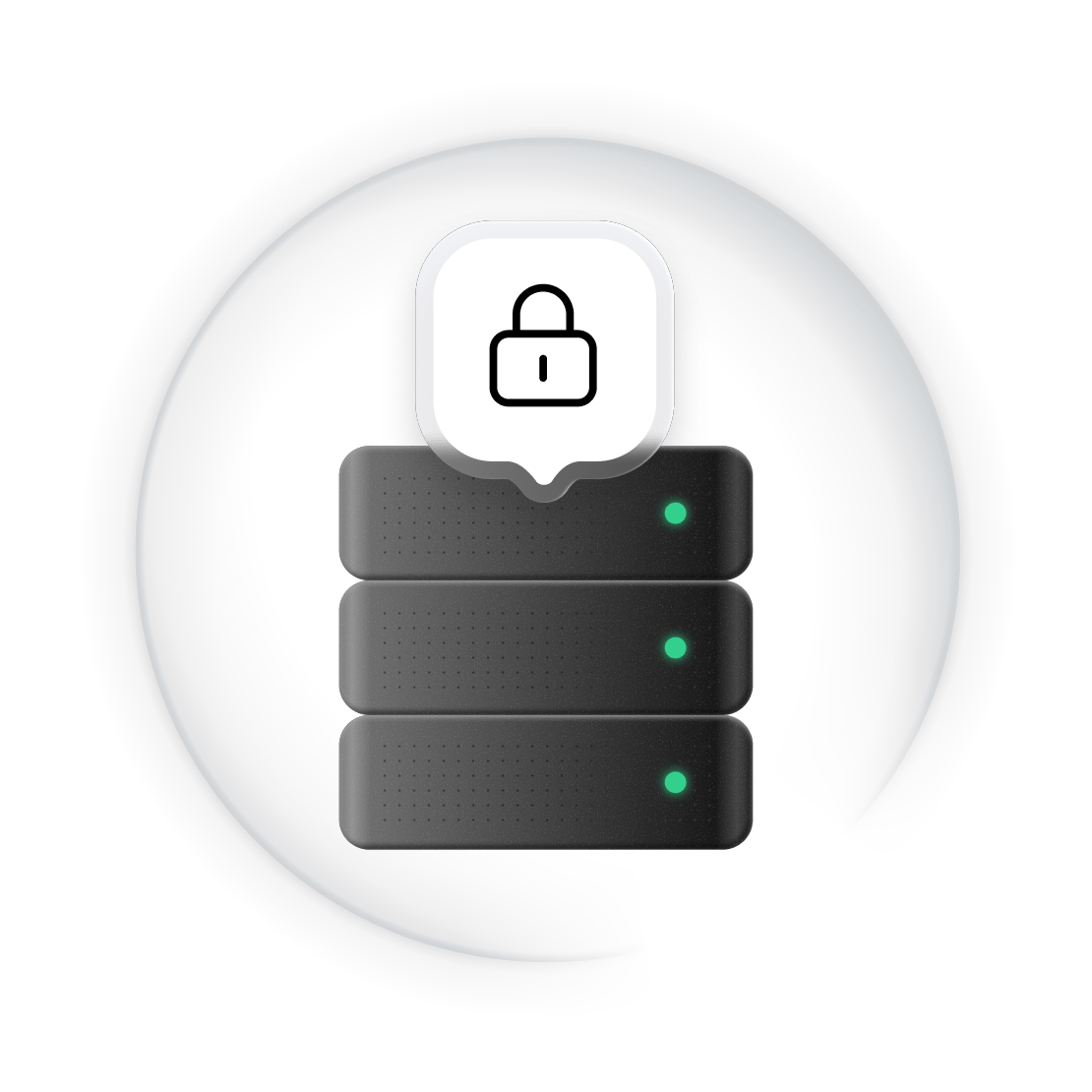 Ilustrasi server DNS dengan ikon gembok.