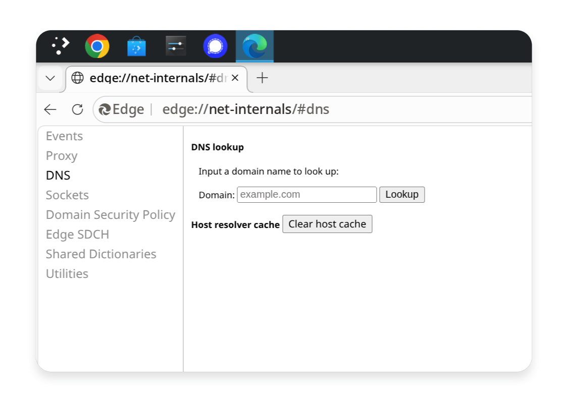 Flush DNS cache sur Microsoft Edge