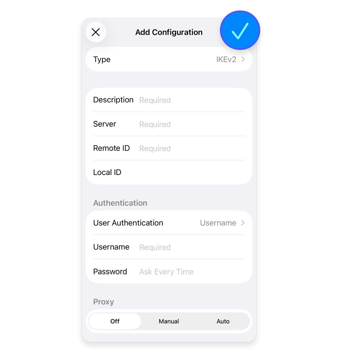 How to manually set up a VPN on an iPhone: Step 6.