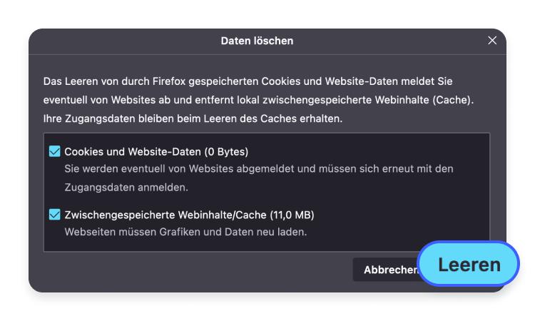 Cache leeren in Firefox Schritt 4