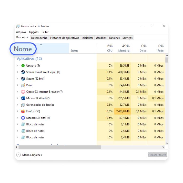 encerrar o svchost.exe: passo nº3
