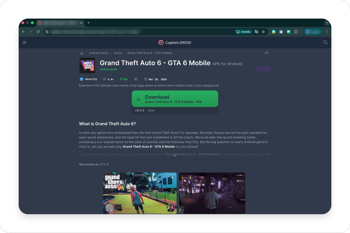 Android adware masquerading as a “GTA 6 Beta”