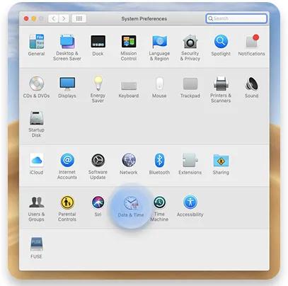 Check date and time on Mac