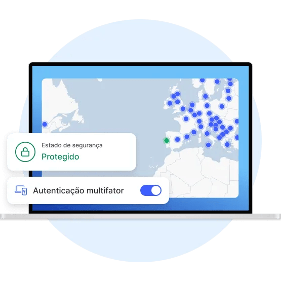 Um ecrã de um portátil a mostrar que o utilizador protegeu a sua ligação com um servidor VPN.