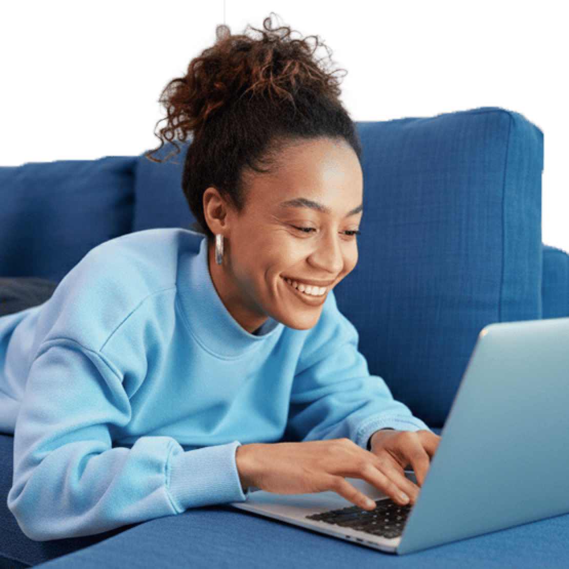 A woman using a laptop protected by a VPN connection with Kill Switch turned on.