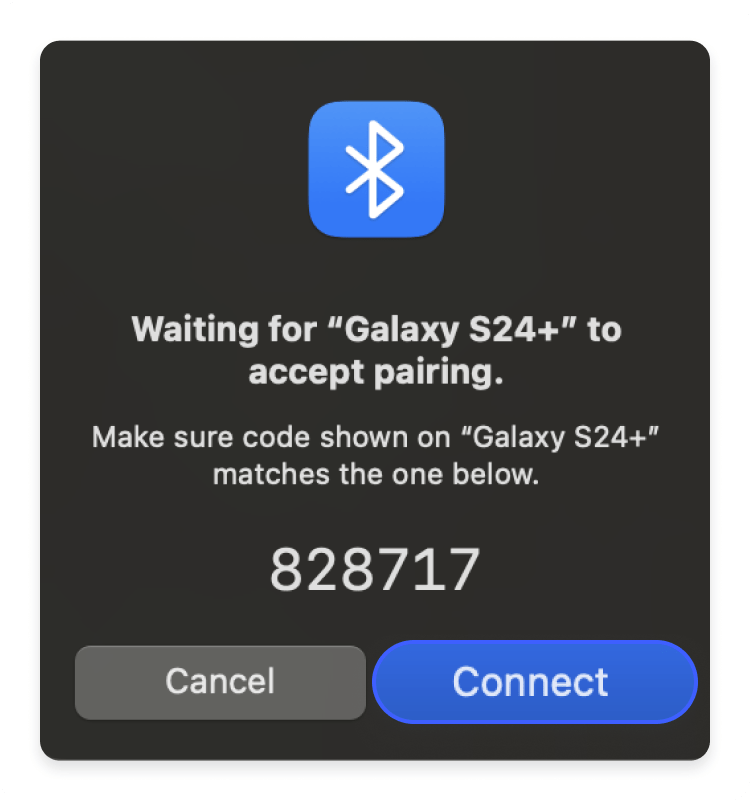 Android phone to a Mac using Bluetooth: step 4.1