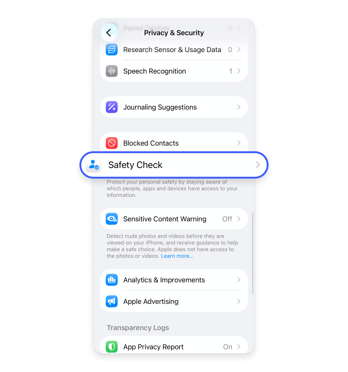 How to check security on an iPhone: Step 2.