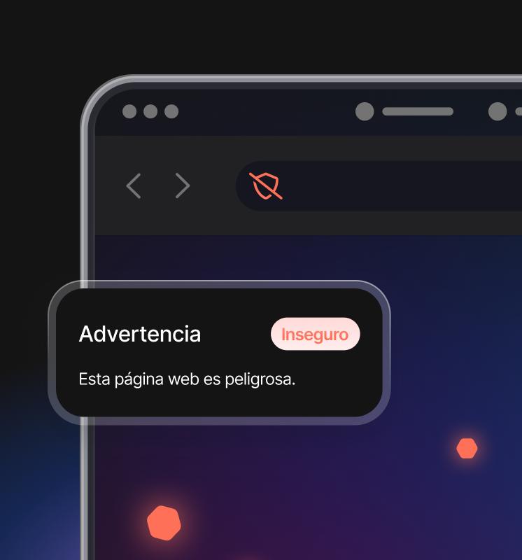 Una pantalla de navegador que muestra un antivirus de última generación bloqueando una página web peligrosa.
