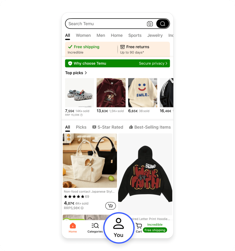 How to delete your Temu account on an iPhone 2