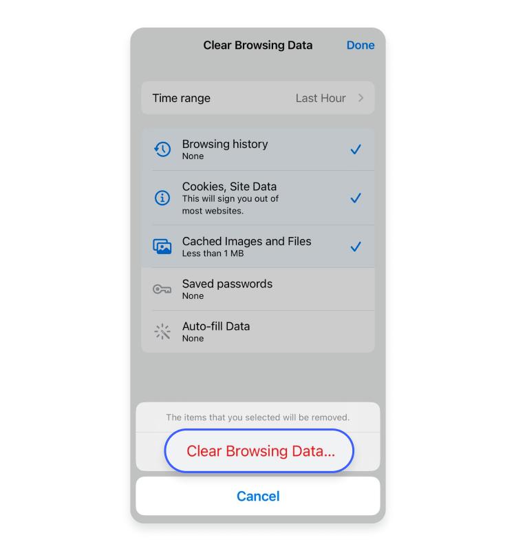 clear browsing data