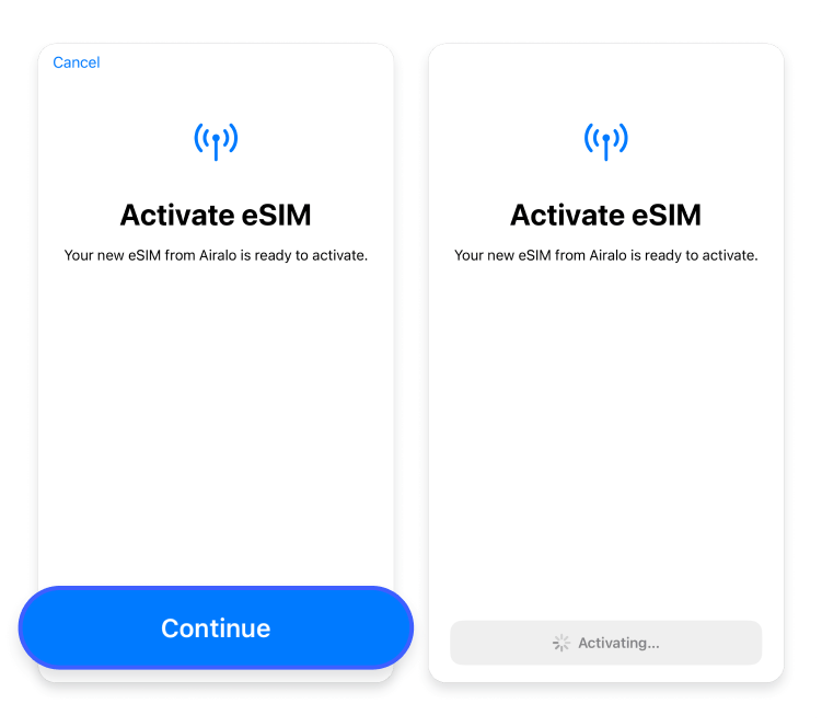 A screenshot of step 4 showing the Airalo eSIM being installed on the phone.