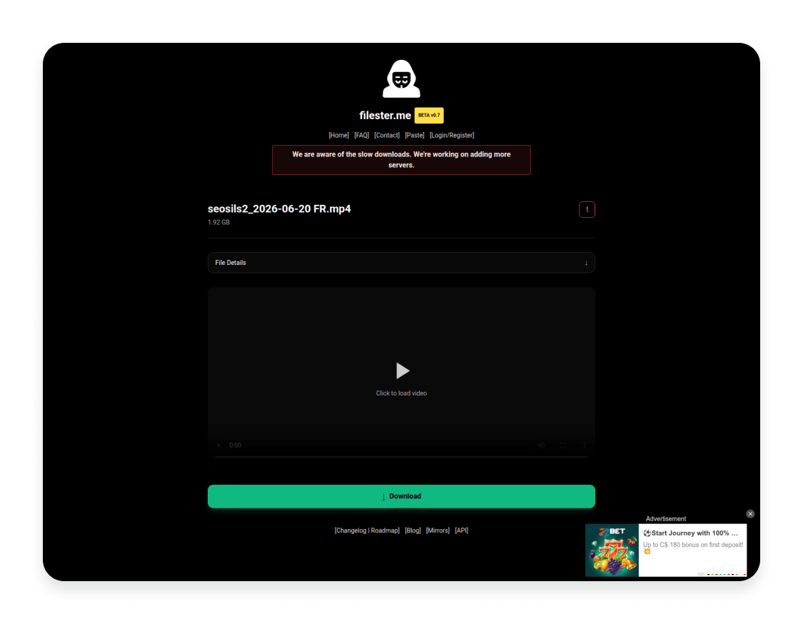 Screenshot showing an example of malicious website containing adware
