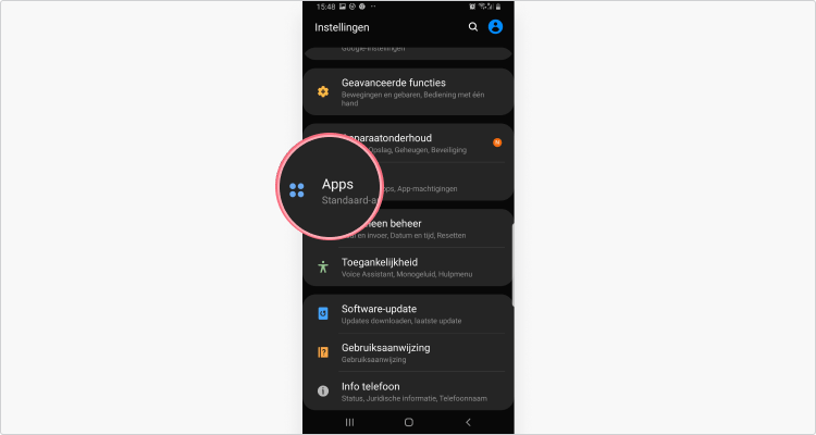 Bloatware verwijderen van Android, Een app uitschakelen of verwijderen, stap 2