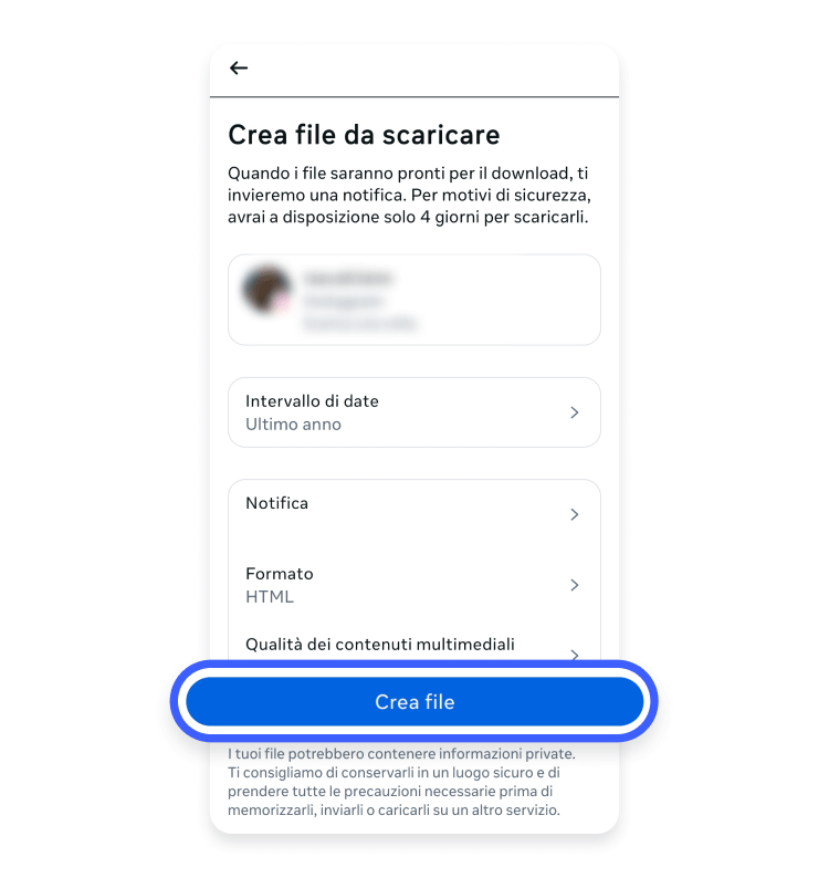 Screenshot #7 backup dati Instagram