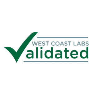 شارة West Coast Labs Validated التي تُبرِز NordVPN باعتبارها منتجًا متقدمًا للأمن السيبراني.