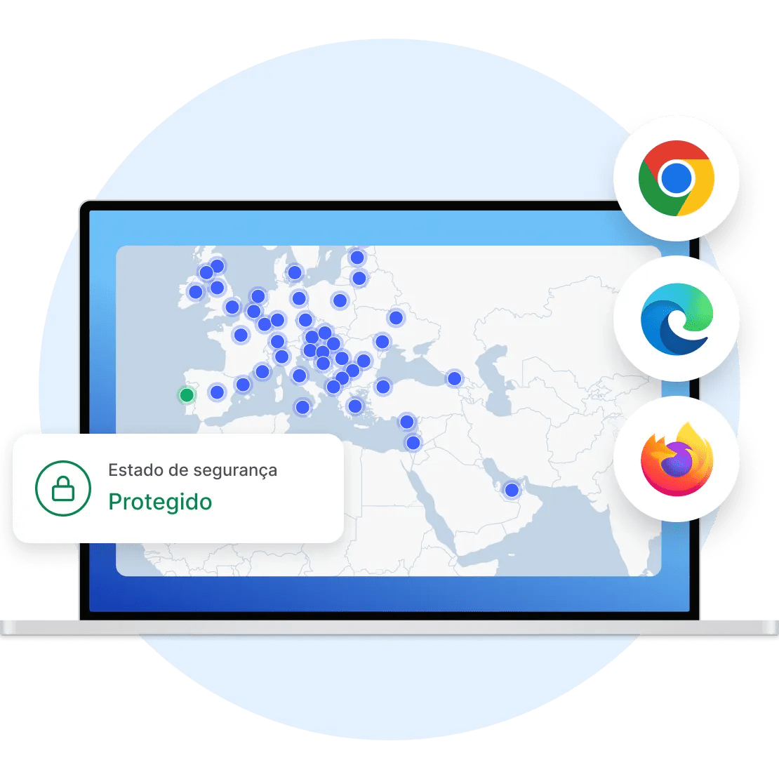 A NordVPN oferece extensões proxy para Chrome, Edge e Firefox