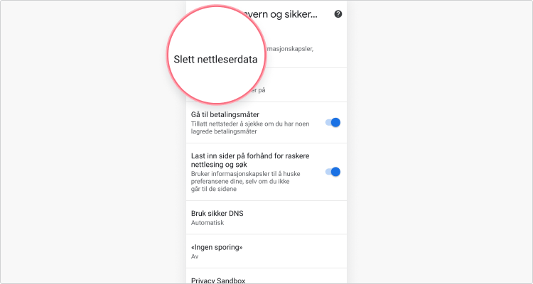 slette cache Chrome Android: trinn 3