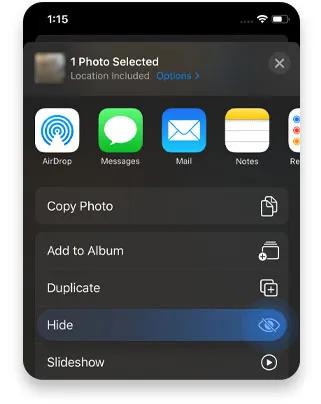 How to hide photos iPhone