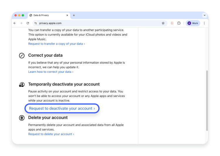 How to deactivate an Apple ID: Step 2