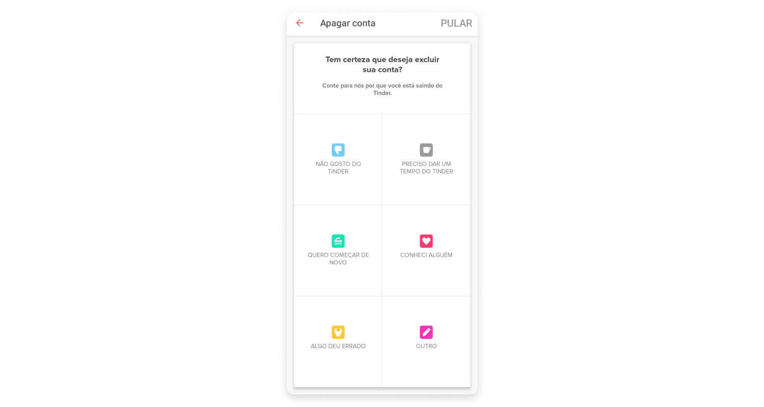 como excluir conta do tinder (app): passo nº4