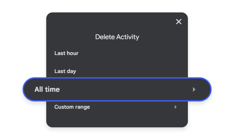 How to delete Google search history via My Google Activity: step 3