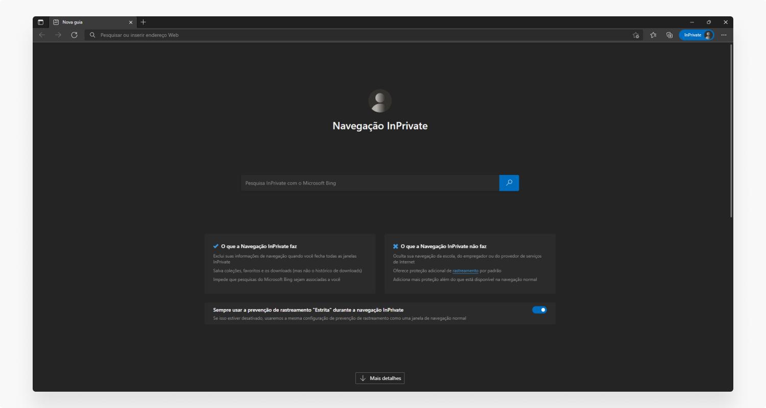 Nova janela InPrivate