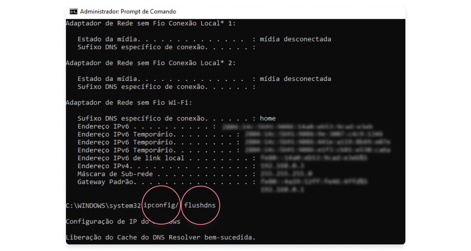 Redefinir configurações de rede: passo nº4
