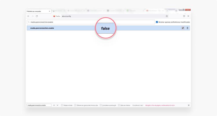 desativar a WebRTC no Firefox: passo nº4