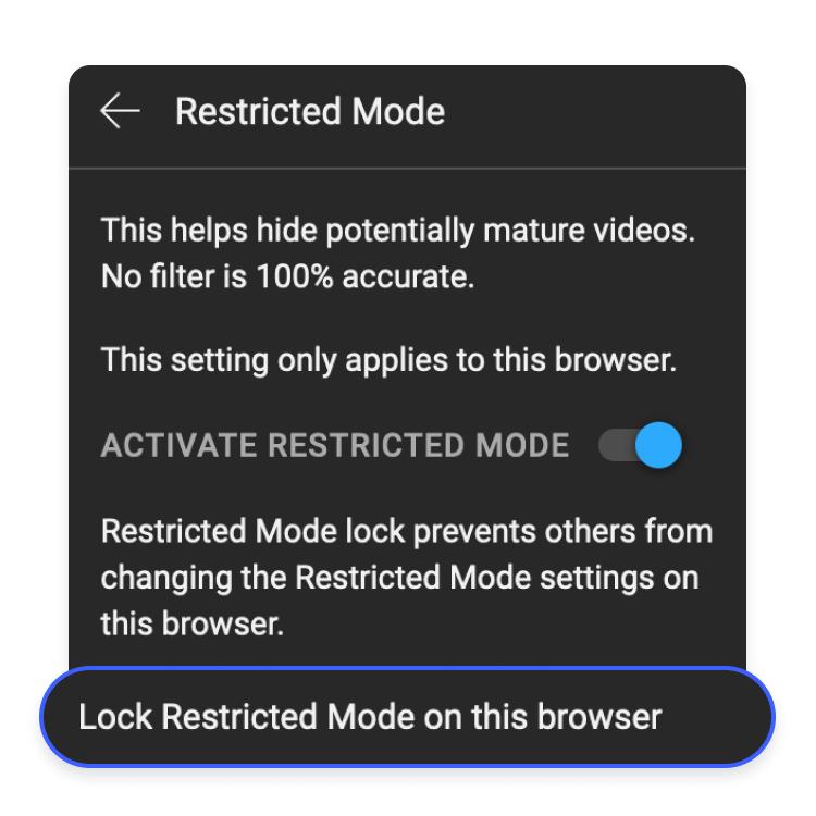 Lock YouTube restricted mode
