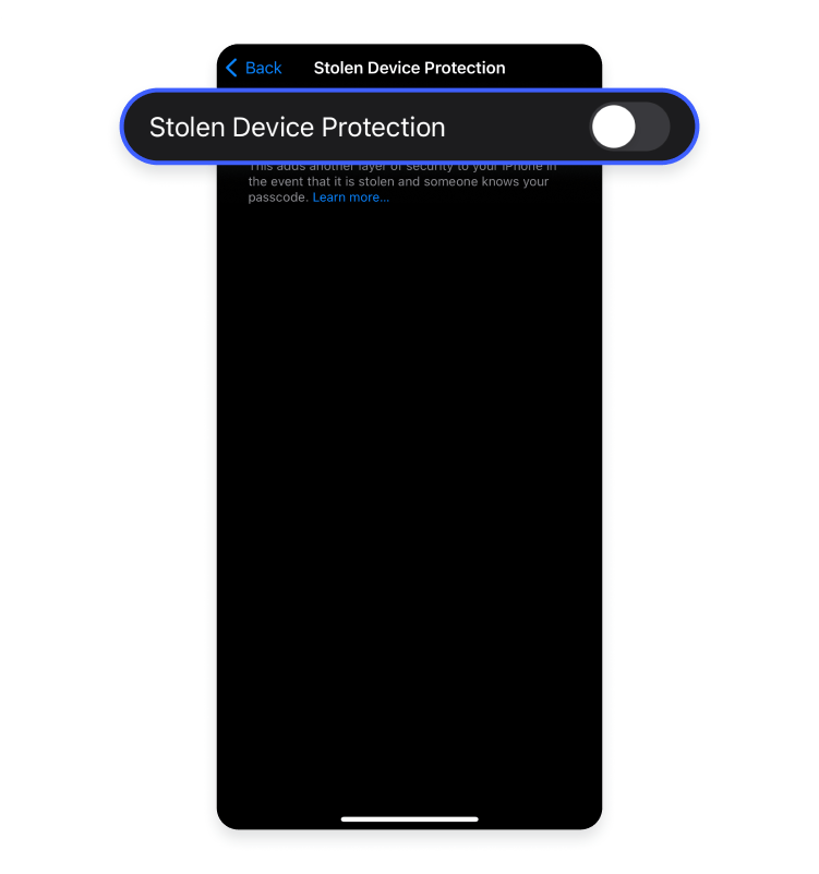 how to set up Stolen Device Protection step 4
