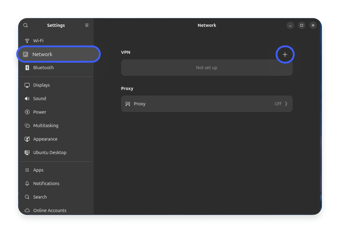 How to set up a VPN on Ubuntu using the GUI: Step 2
