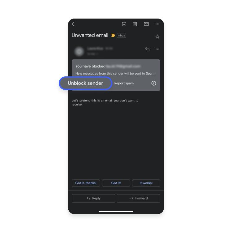how to unblock sender in gmail on ios