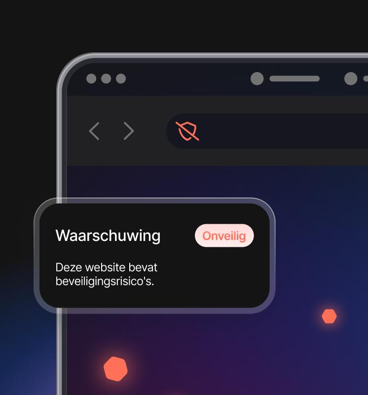 Een browserscherm met next-generation antivirus dat een schadelijke website blokkeert.