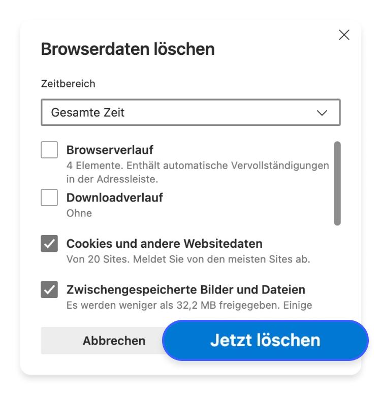 Cache leeren in Edge Schritt 4