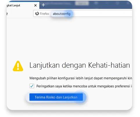 cara menonaktifkan WebRTC pada Firefox: langkah 1