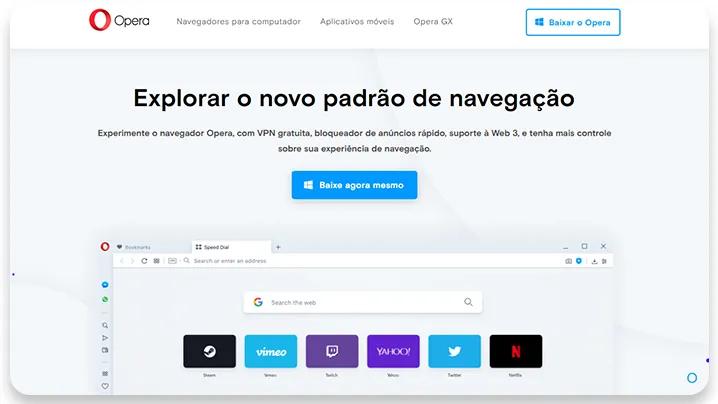 melhores navegadores: opera