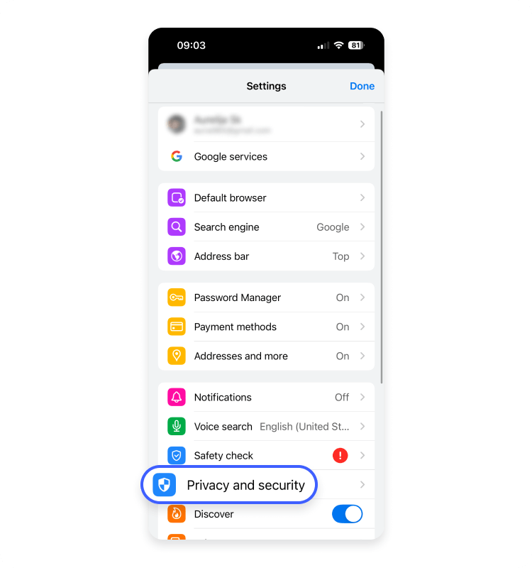 Chrome on iPhone step 2