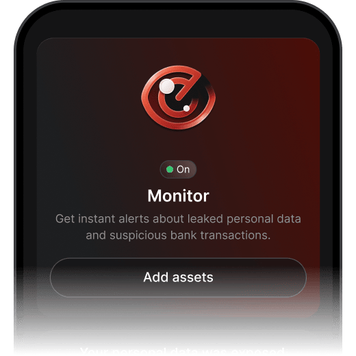 A device screen showing that NordVPN’s monitoring functionality is active and set up to send alerts.