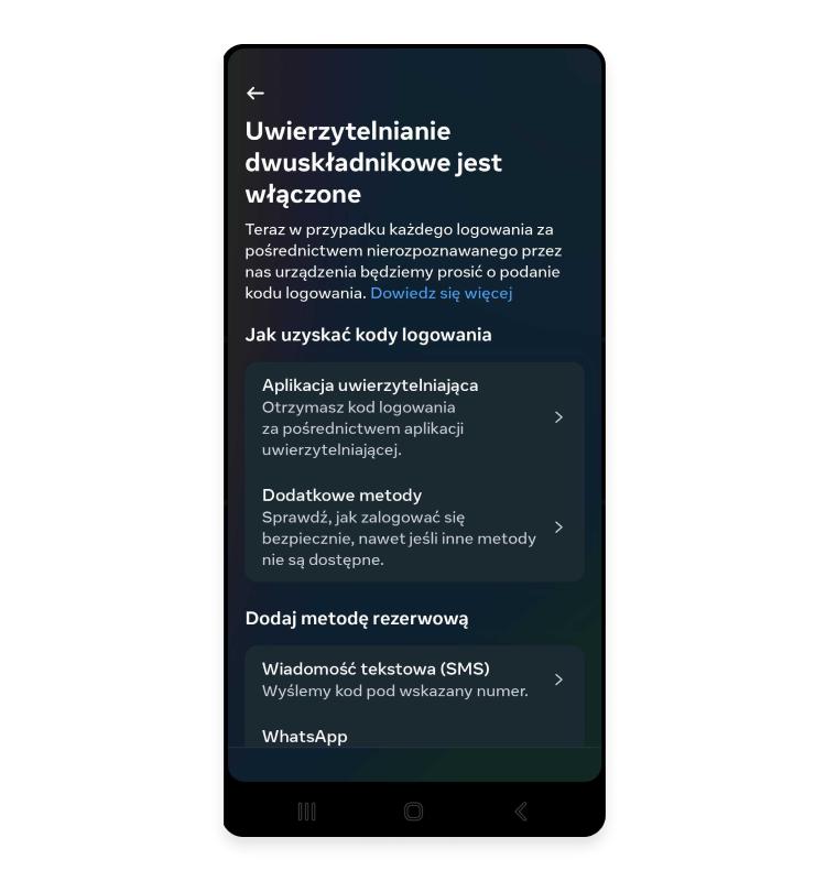 2fa na instagram: krok 5