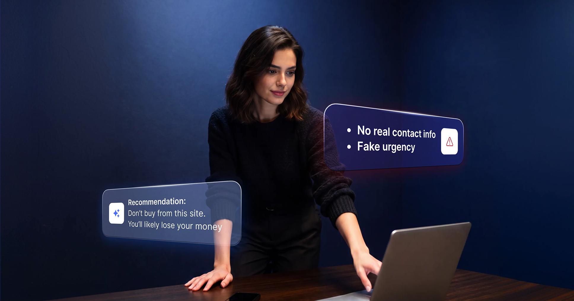 A woman using Link checker.