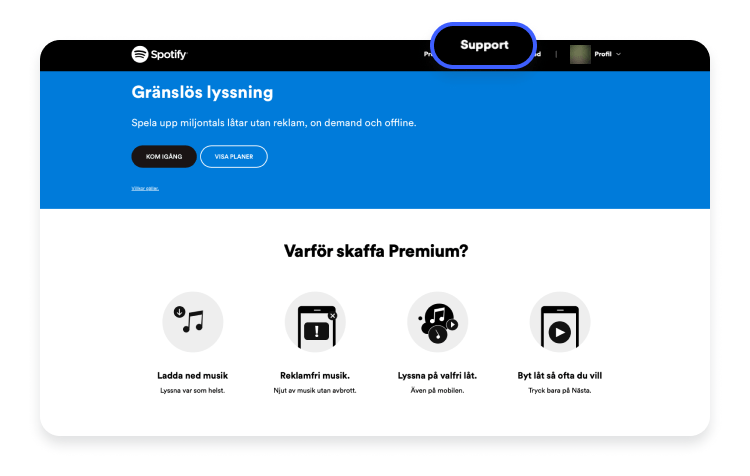 Radera ett Spotify konto steg 2