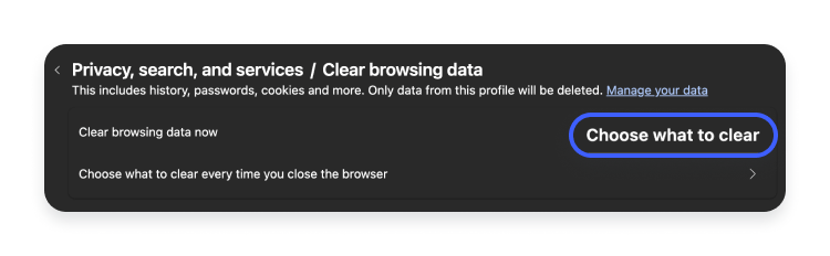 How to clear cookies in Microsoft Edge step 3