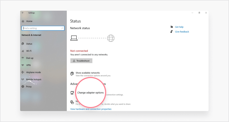 Click Change adapter options