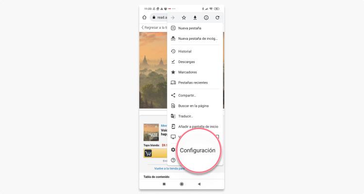 Eliminar cookies de Chrome en iOS y Android paso 1