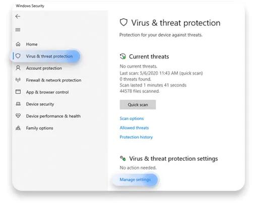 Virus and threat protection