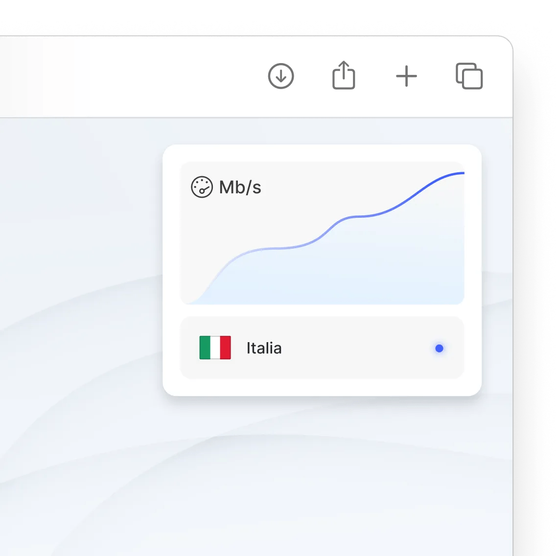 Un grafico mostra una maggiore velocità di connessione quando si utilizza NordVPN in Italia.